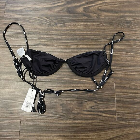 NWT WeWoreWhat Ruched Underwire Top in Logo Scribble Size Small! - Picture 12 of 12